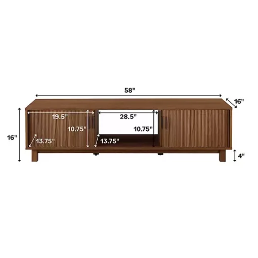 Kirklands Home Tv Stands & Media Consoles|Mocha Fluted 2-Door Compact TV Stand Brown