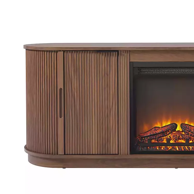 Kirklands Home Tv Stands & Media Consoles|Mocha Reeded Fireplace Media Cabinet Brown