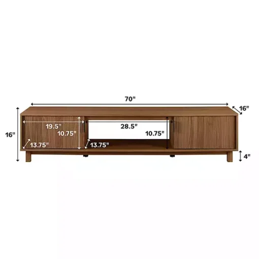 Kirklands Home Tv Stands & Media Consoles|Mocha Wood Fluted 2-Door TV Stand Brown