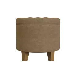 Kirklands Home Benches & Ottomans|Mocha Velvet Tufted Storage Ottoman Brown