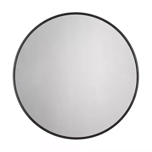 Kirklands Home Framed Mirrors|Modern Metal Round Wall Mirror Black