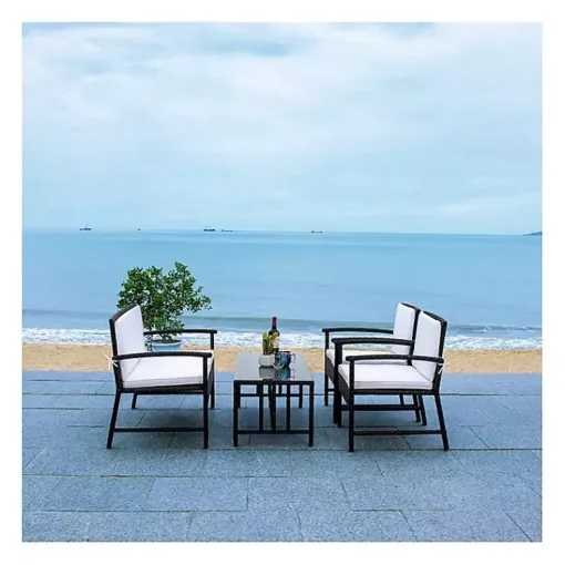 Kirklands Home Outdoor Sets|Modern Wicker 4-pc. Outdoor Living Set Black