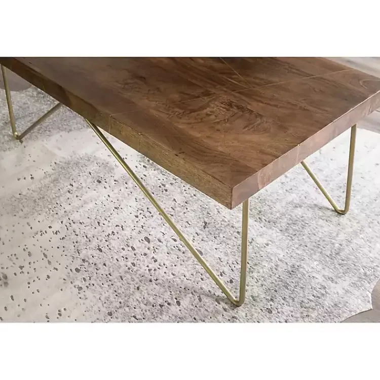 Kirklands Home Coffee Tables|Modern Mango Wood Brass Coffee Table Brown