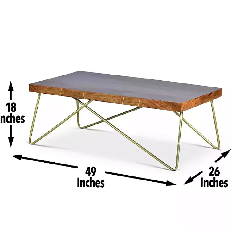 Kirklands Home Coffee Tables|Modern Mango Wood Brass Coffee Table Brown