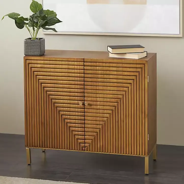 Kirklands Home Cabinets & Sideboards|Modern Wood Geometric Cabinet Brown