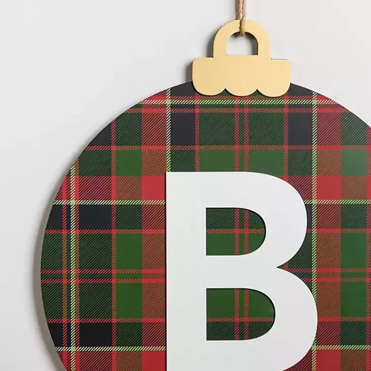 Hot Monogram B Plaid Ornament Wall Plaque Monogram Seasonal Decor