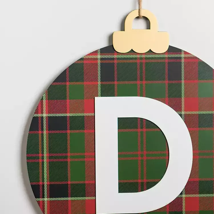 Hot Monogram D Plaid Ornament Wall Plaque Monogram Seasonal Decor