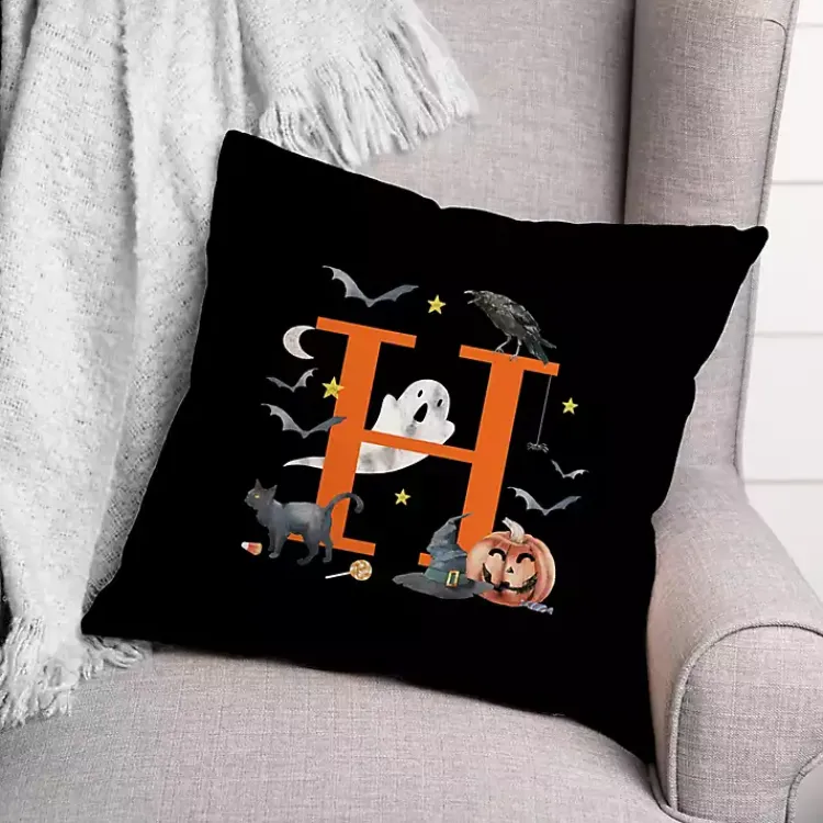Outlet Monogram H Halloween Indoor/Outdoor Pillow Halloween