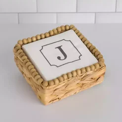 Kirklands Home Monogram Kitchen Decor|Monogram J Beaded Napkin Holder Set