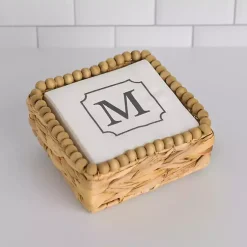 Kirklands Home Monogram Kitchen Decor|Monogram M Beaded Napkin Holder Set