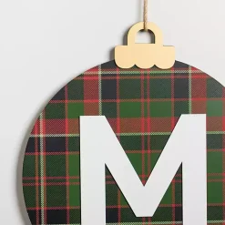 Online Monogram M Plaid Ornament Wall Plaque Monogram Seasonal Decor