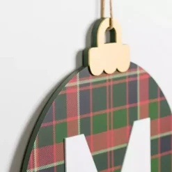 Online Monogram M Plaid Ornament Wall Plaque Monogram Seasonal Decor