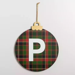 Clearance Monogram P Plaid Ornament Wall Plaque Monogram Seasonal Decor