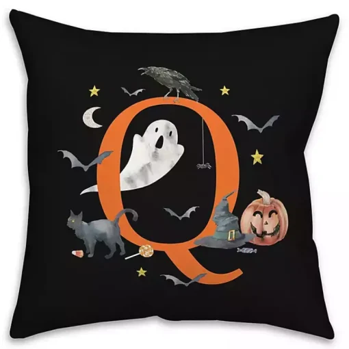 Sale Monogram Q Halloween Indoor/Outdoor Pillow Halloween