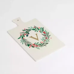 Online Monogram V Christmas Wreath Serving Board Monogram Seasonal Decor