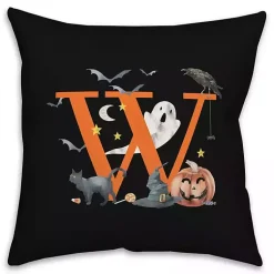 Monogram W Halloween Indoor/Outdoor Pillow Halloween