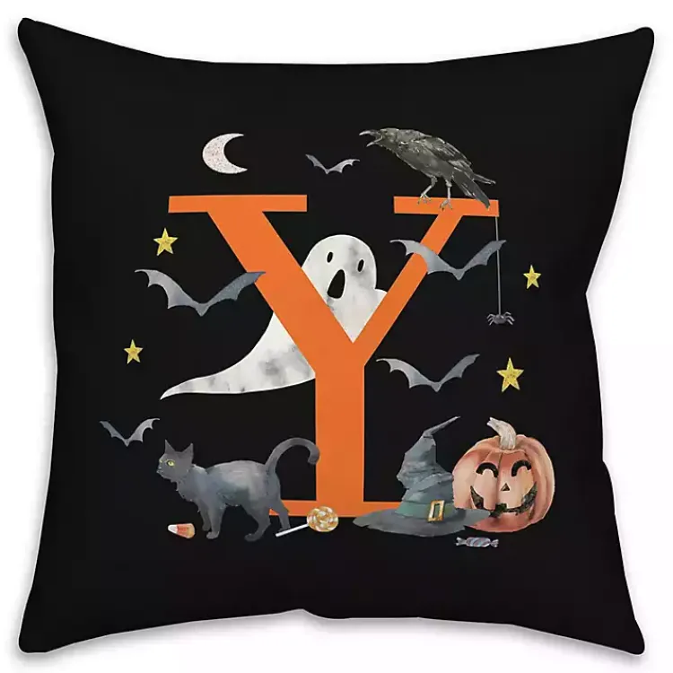 Outlet Monogram Y Halloween Indoor/Outdoor Pillow Halloween