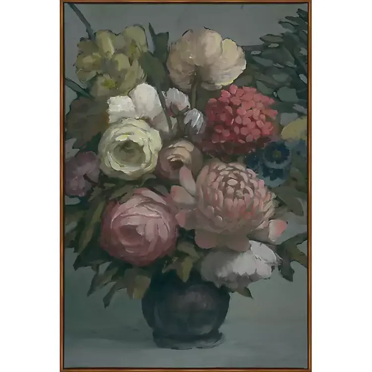 Kirklands Home Canvas Art|Moody Floral Bouquet Framed Canvas Art Print Multi