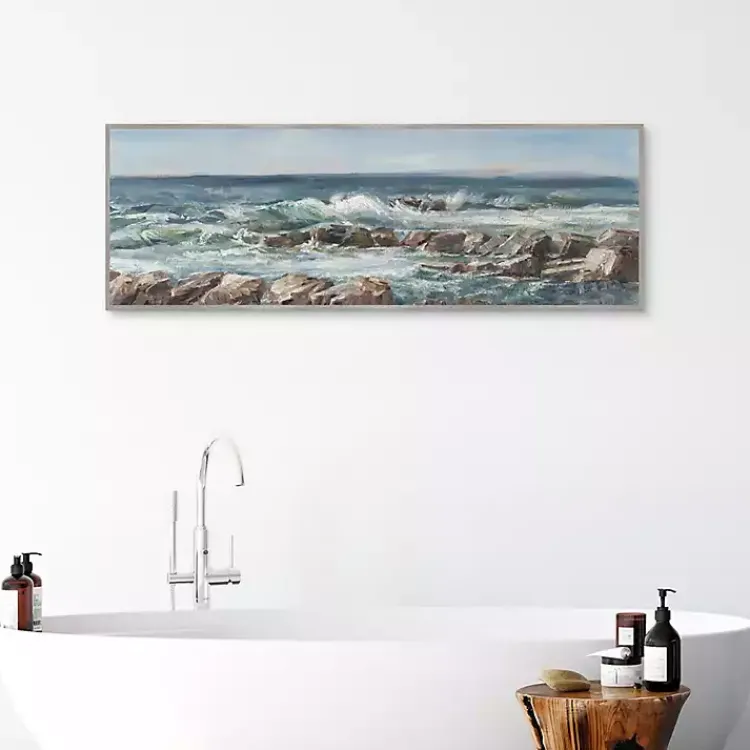 Kirklands Home Canvas Art|Moody Ocean View Framed Canvas Art Print