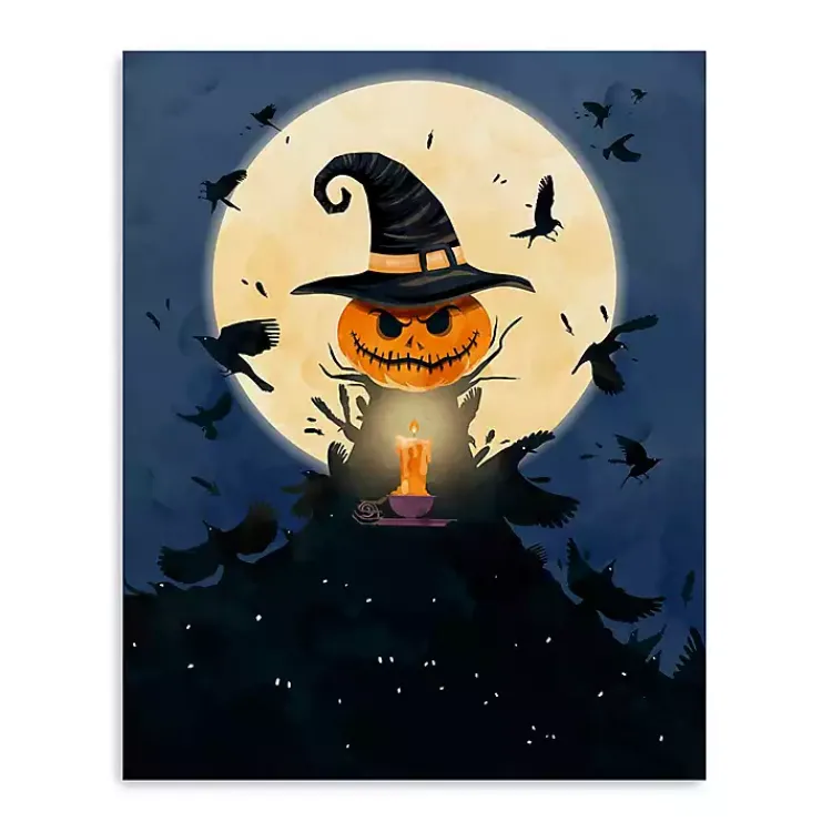 Hot Moonlit Jack O Lantern Canvas Art Print, 24x30 Halloween