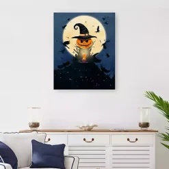 Hot Moonlit Jack O Lantern Canvas Art Print, 24x30 Halloween