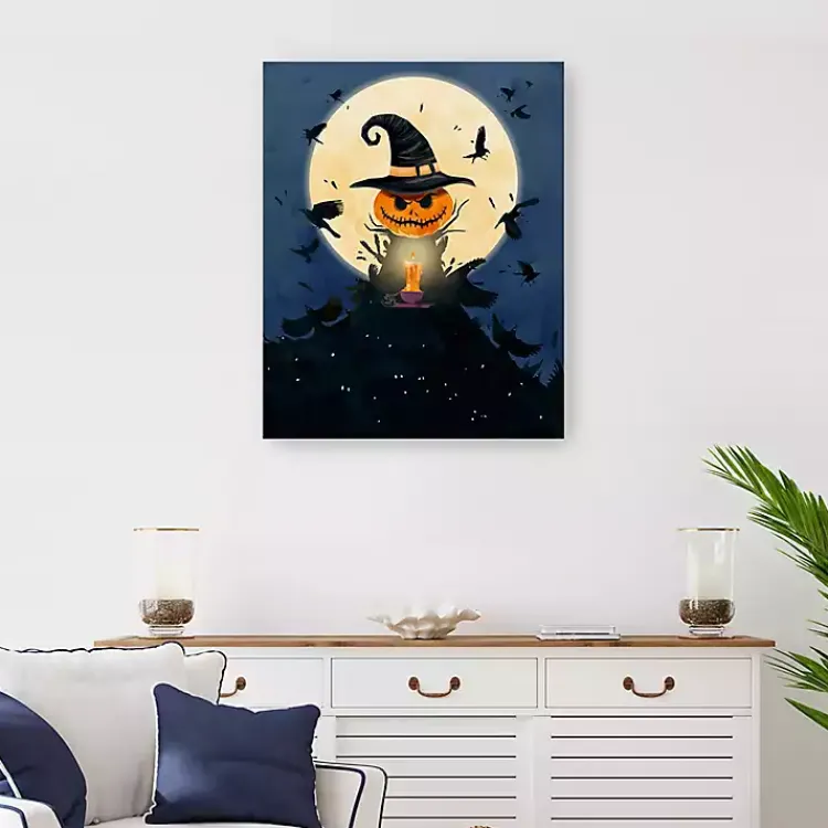 Hot Moonlit Jack O Lantern Canvas Art Print, 24x30 Halloween