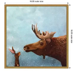 Moose and Rabbit Christmas Canvas Wall Plaque Christmas Art & Wall Decor