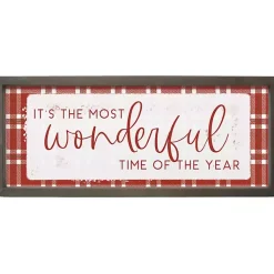 Hot Most Wonderful Time Plaid Wall Plaque Christmas Art & Wall Decor