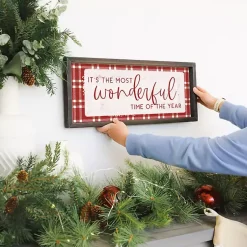 Hot Most Wonderful Time Plaid Wall Plaque Christmas Art & Wall Decor