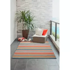 Kirklands Home Outdoor Rugs|Multi Dhurri Stripe Indoor/Outdoor Area Rug, 5x7