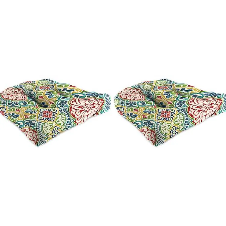 Kirklands Home Outdoor Cushions & Pillows|Multi Fiorella Outdoor Wicker Cushions, Set of 2 Red