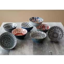 Kirklands Home Dinnerware|Patterned Ceramic 8-pc. Bowl Set Multi
