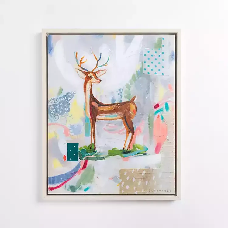 Outlet Multicolor Abstract Deer Framed Canvas Art Print Christmas Art & Wall Decor