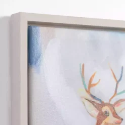 Outlet Multicolor Abstract Deer Framed Canvas Art Print Christmas Art & Wall Decor