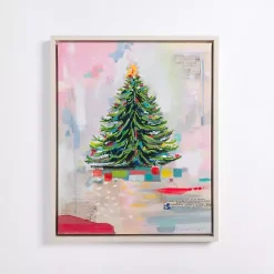 Online Multicolor Abstract Tree Framed Canvas Art Print Christmas Art & Wall Decor