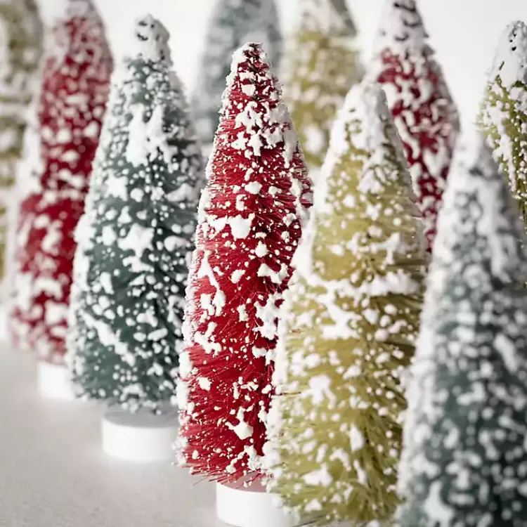 Discount Multicolor Bottlebrush Christmas Trees, Set of 12 Christmas Decorations