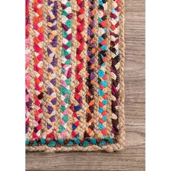 Kirklands Home Area Rugs|-Color Braided Jute and Cotton Area Rug, 5x8 Multi