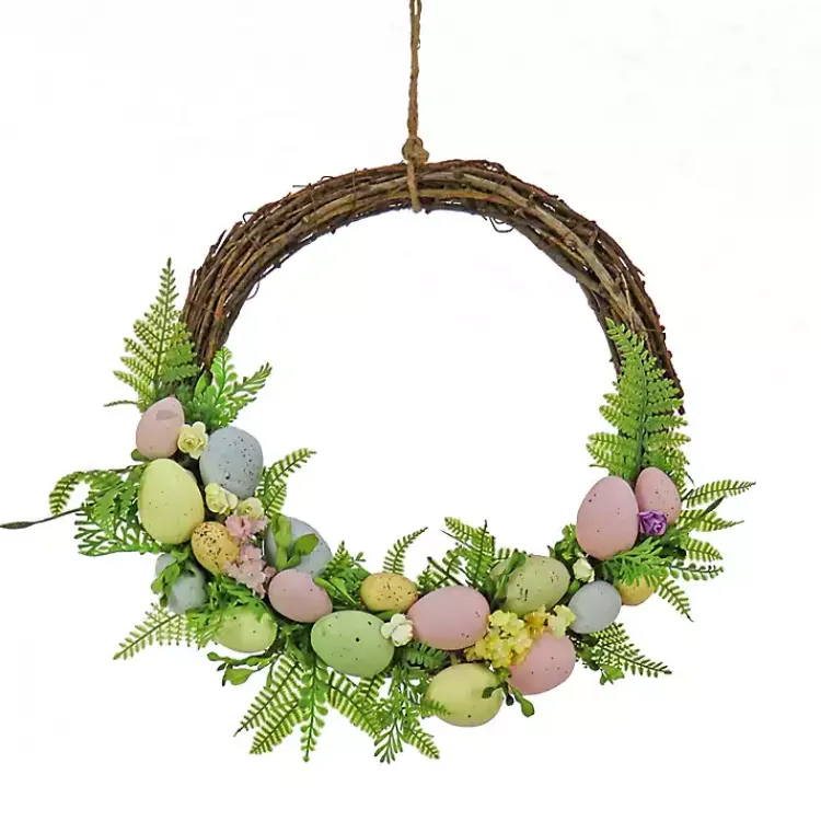 New Multicolor Easter Eggs and Fern Wreath Easter Decorations