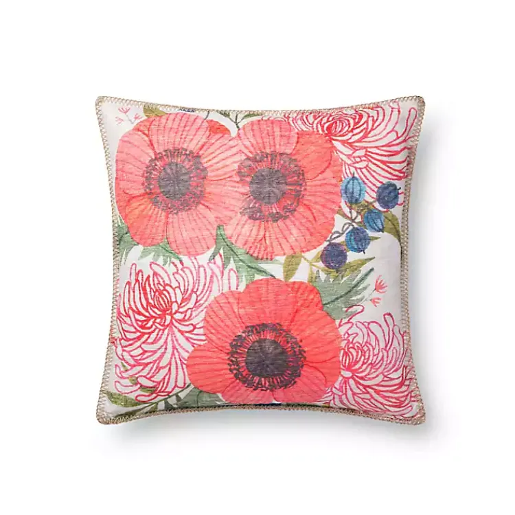 Kirklands Home Outdoor Cushions & Pillows|Multicolor Floral Blanket Stitch Outdoor Pillow