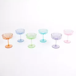 Kirklands Home Glassware & Drinkware|color Floral Coupe Glasses, Set of 6 Multi