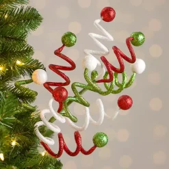 New Multicolor Glitter Swirls Christmas Pick Christmas Tree Decorations