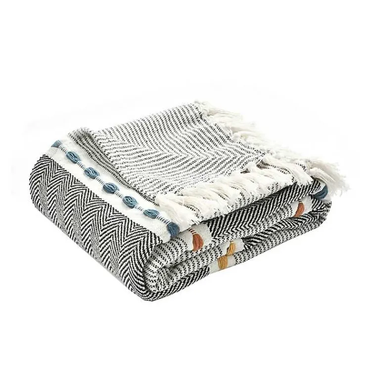 color Herringbone Stripe Throw Blankets & Throws
