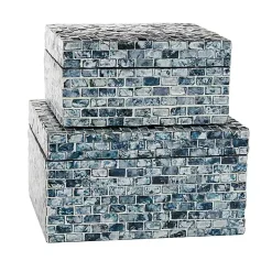 Outlet Multicolor Mother of Pearl Coastal Boxes, Set of 2 Baskets & Boxes