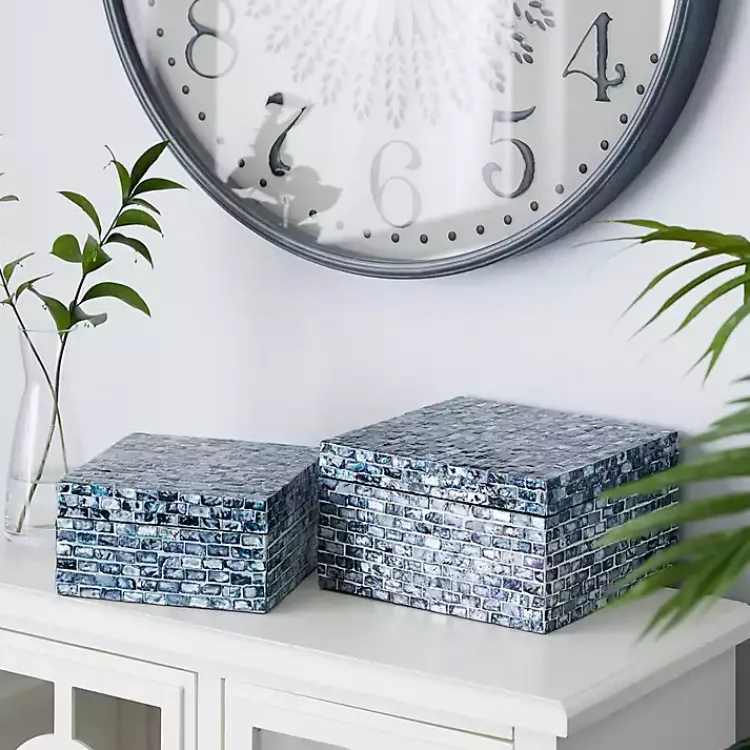 Outlet Multicolor Mother of Pearl Coastal Boxes, Set of 2 Baskets & Boxes