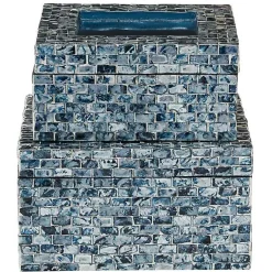 Outlet Multicolor Mother of Pearl Coastal Boxes, Set of 2 Baskets & Boxes