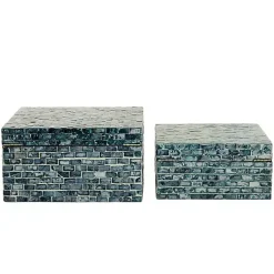 Outlet Multicolor Mother of Pearl Coastal Boxes, Set of 2 Baskets & Boxes