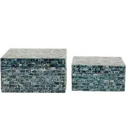 Outlet Multicolor Mother of Pearl Coastal Boxes, Set of 2 Baskets & Boxes