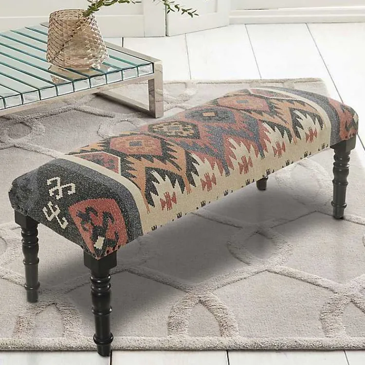 Kirklands Home Benches & Ottomans|Multicolor Southwestern Geometric Bench