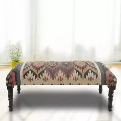 Kirklands Home Benches & Ottomans|Multicolor Southwestern Geometric Bench