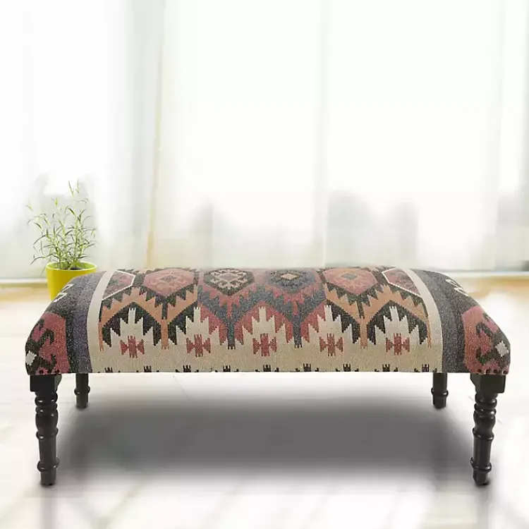 Kirklands Home Benches & Ottomans|Multicolor Southwestern Geometric Bench